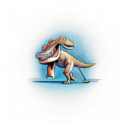A bartender dinosaur serving golf-themed cocktails tattoo design idea