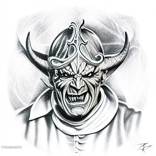 demon pope tattoo design idea