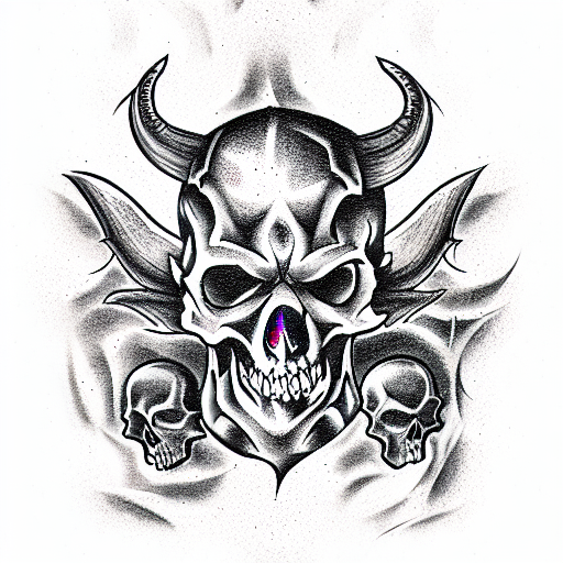 demon skulls  tattoo design idea
