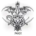 Dragon preist pope tattoo design idea