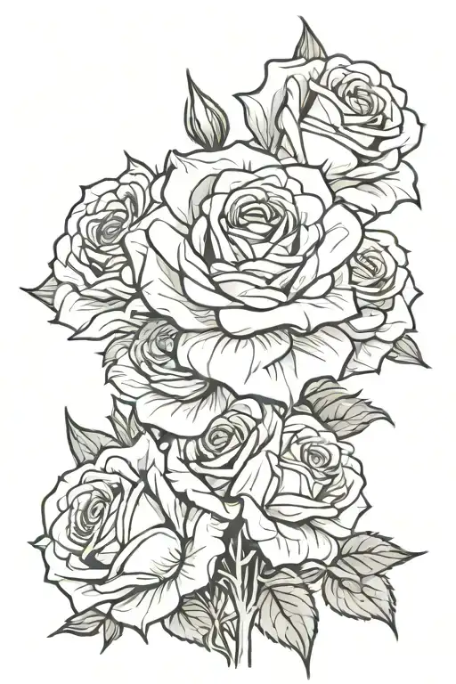 spikes of roses tattoo design idea