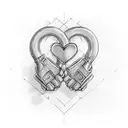 Two Hearts In The Shape Of Handcuffs tattoo design idea