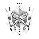 Nordic runes intertwined with raven feathers tattoo design idea