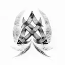 Nordic runes intertwined with raven feathers tattoo design idea