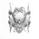 Nordic runes intertwined with raven feathers tattoo design idea