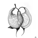 Pear heart tattoo design idea