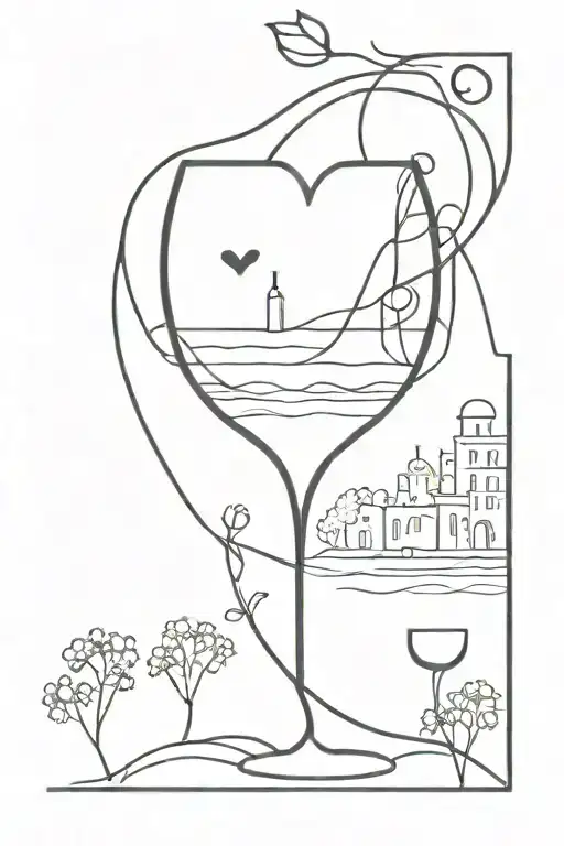 heart, wine, nature, architecture, music, work, happiness tattoo design idea