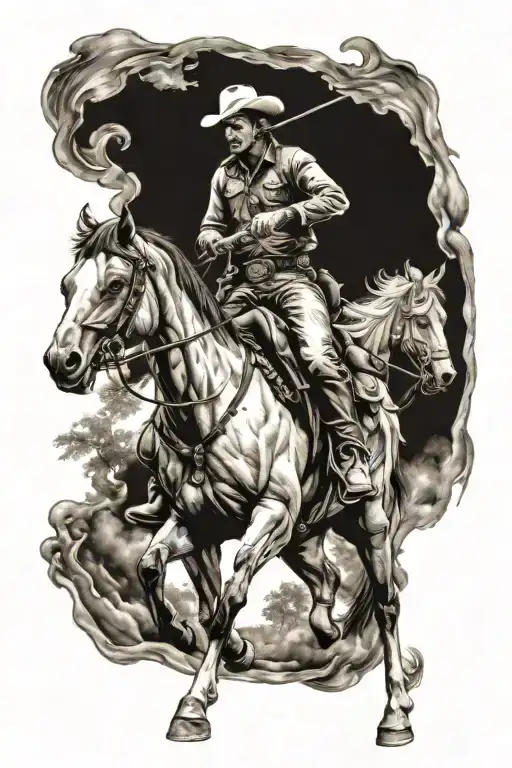 cowboy riding a horse tattoo design idea
