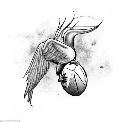 football with wings tattoo design idea