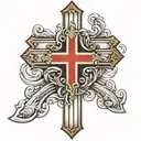 big cross with armenian and iraq flag waving tattoo design idea