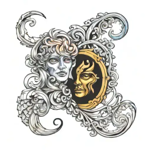 gemini good vs evil tattoo design idea