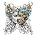 gemini good vs evil tattoo design idea
