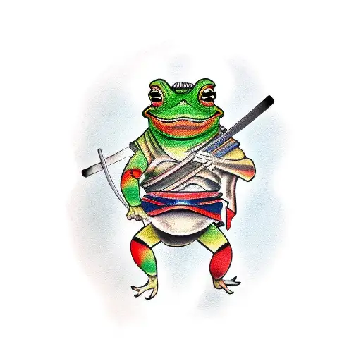 samurai frog tattoo design idea