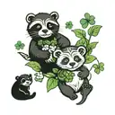 four leaf clover, otter, grateful dead bears sitting tattoo design idea