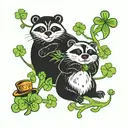 four leaf clover, otter, grateful dead bears sitting tattoo design idea