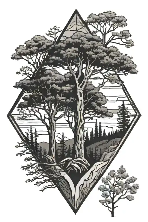 black hills trees in a diamond tattoo design idea