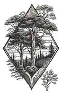 black hills trees in a diamond tattoo design idea