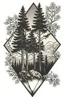 black hills trees in a diamond tattoo design idea