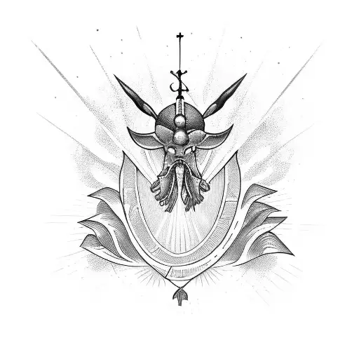 A stylized illustration of a Bible with rays of light shining from it tattoo design idea
