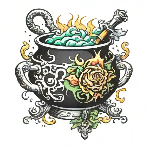cauldron tattoo design idea