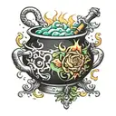 cauldron tattoo design idea