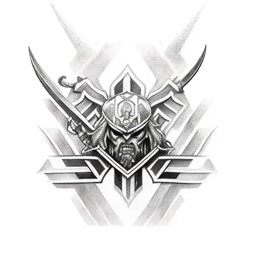 Nordic fighting with templars tattoo design idea