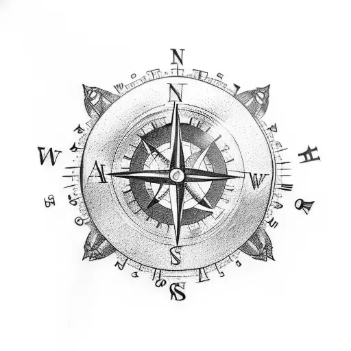 Adventure-themed tattoo incorporating a compass and mountain range tattoo design idea