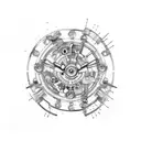 Mechanical engineering-inspired tattoo with gears and circuitry elements tattoo design idea
