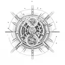 Mechanical engineering-inspired tattoo with gears and circuitry elements tattoo design idea