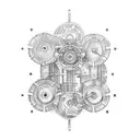 Mechanical engineering-inspired tattoo with gears and circuitry elements tattoo design idea