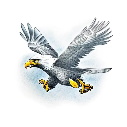 Eagle soaring through a forest tattoo design idea