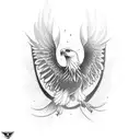 Eagle soaring through a forest tattoo design idea