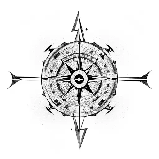 ace cards with compass and zeus tattoo design idea
