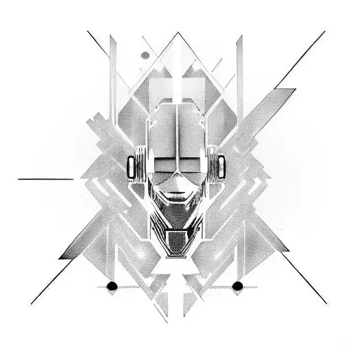 cyberpunk cyberware black on white full arm tattoo design idea