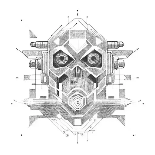cyberpunk cyberware black on white tattoo design idea