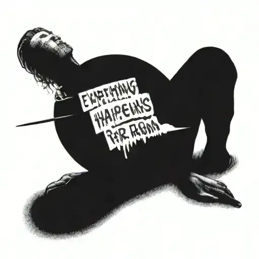 everything happens for a reason written with a joint and a falling man   tattoo design idea