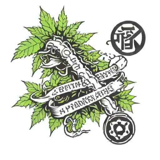 everything happens for a reason written below a weed joint and below a man falling   tattoo design idea