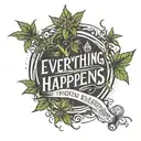 everything happens for a reason written below a weed joint and below a man falling   tattoo design idea