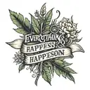 everything happens for a reason written below a weed joint and below a man falling   tattoo design idea