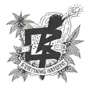 everything happens for a reason written below a weed joint and below a man falling   tattoo design idea