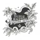 everything happens for a reason written below a weed joint and below a man falling   tattoo design idea