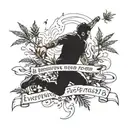 everything happens for a reason written below a weed joint and below a man falling   tattoo design idea