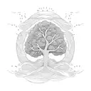 oak tree and waves tattoo design idea