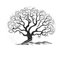 oak tree and waves tattoo design idea