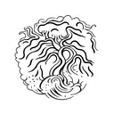 oak tree and waves tattoo design idea