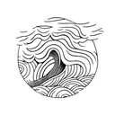 oak tree and waves tattoo design idea