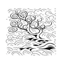 oak tree and waves tattoo design idea