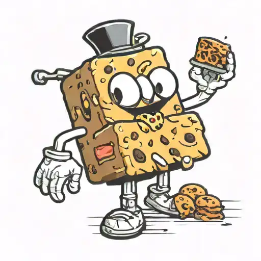 Minimal, Mr packman eating cookies  tattoo design idea
