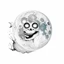 moon with crazy face tattoo design idea