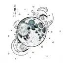 moon with crazy face tattoo design idea